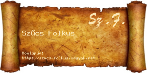 Szűcs Folkus névjegykártya